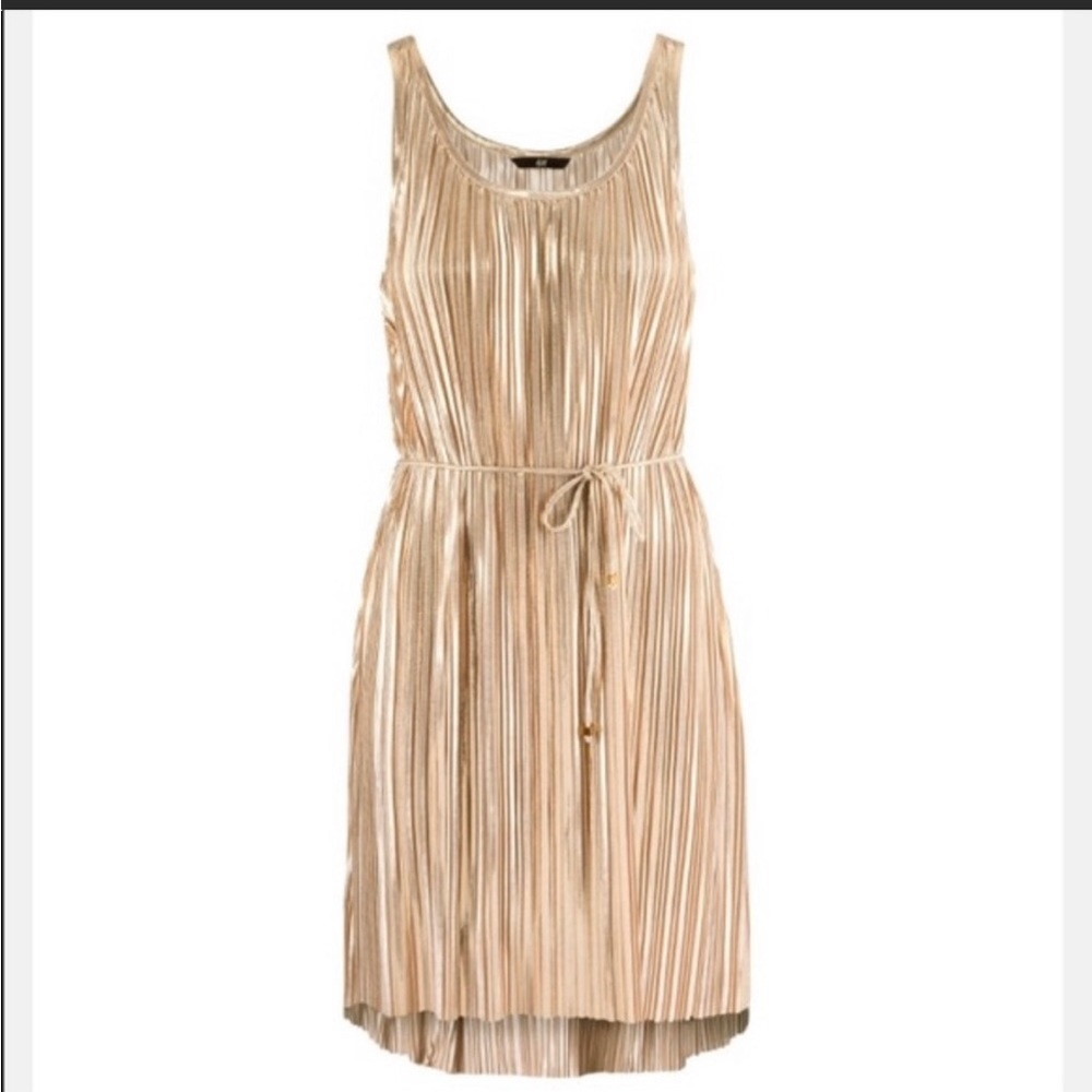 H&M gold foil high low dress